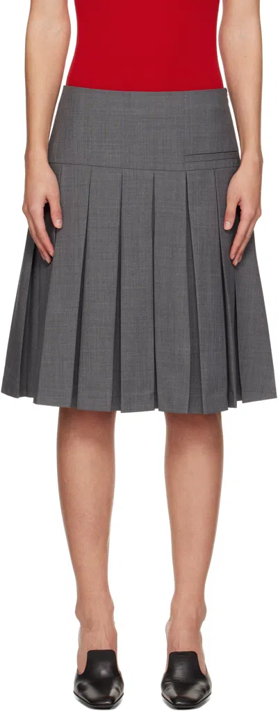 Shushu-tong Gray A-line Pleated Miniskirt In Grey