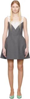 Shushu-tong Paneled Wool And Linen-blend Trimmed Grain De Poudre Mini Dress In Gr100 Grey