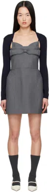 Shushu-tong Gray Double Bow Sling Minidress In Gr100 Grey