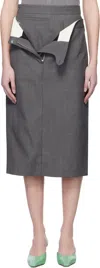 Shushu-tong Gray Double Layer Midi Skirt Set In Gr100 Grey