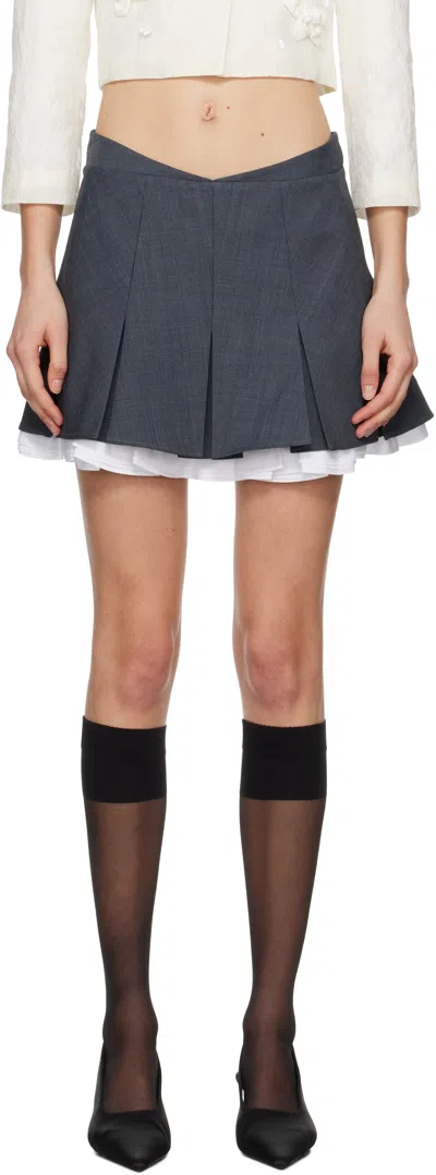Shushu-tong Black Double-layered A-shape Miniskirt In Gr100 Grey