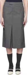 Shushu-tong Gray Front-slit Straight Midi Skirt In Gr100 Grey