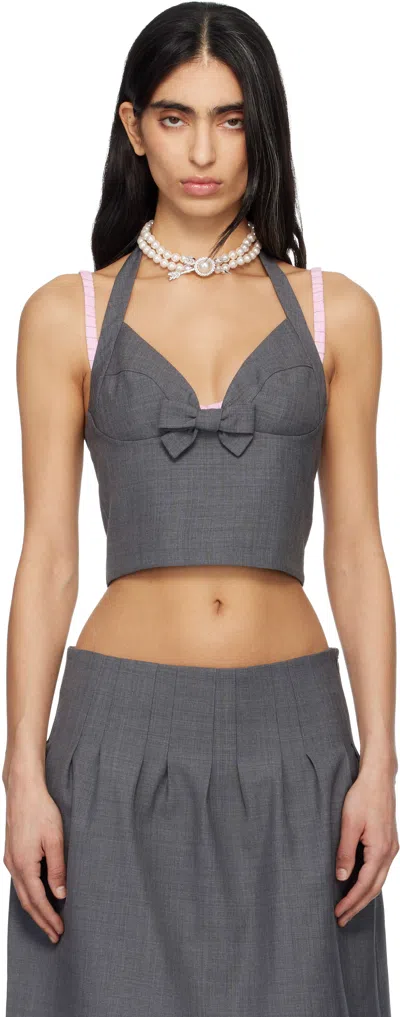 Shushu-tong Halterneck Bow-tie Top In Multi
