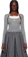 Shushu-tong Gray Knitted Shrug Cardigan In Gr100 Grey