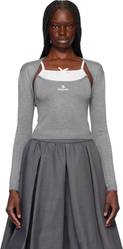 Shushu-tong Gray Knitted Shrug Cardigan In Gr100 Grey