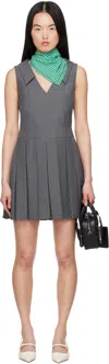 Shushu-tong Gray Lapel Pleated Minidress In Gr100 Grey