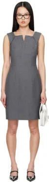 Shushu-tong Gray Lapel Waist-cinching Straight Minidress In Gr100 Grey