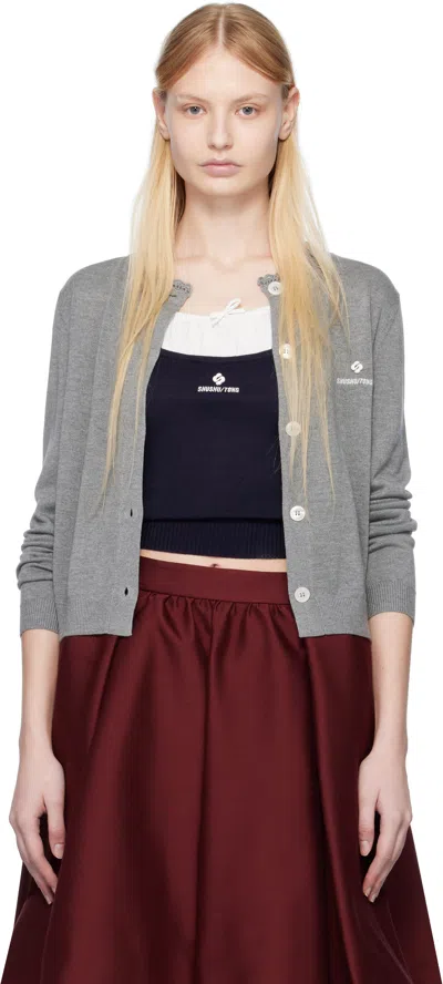 Shushu-tong Gray Logo-stitch Knit Cardigan In Gr100 Grey
