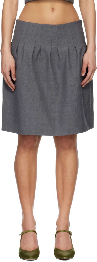 Shushu-tong Low-waisted Pleated Mini Skirt In Gray