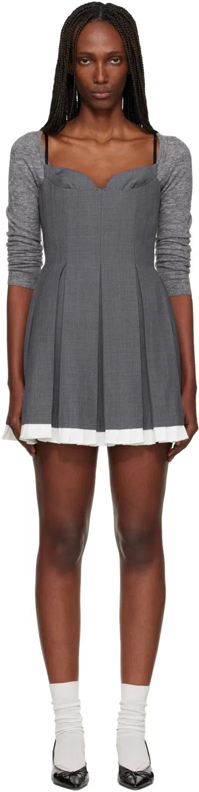 Shushu-tong Gray Pleated Camisole Minidress