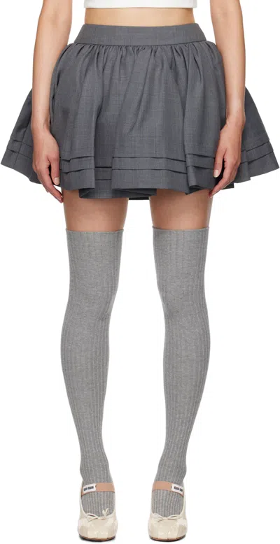 Shushu-tong Gray Pleated Miniskirt In Gr100 Grey