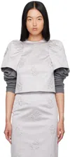 Shushu-tong Gray Puff Sleeve Blouse In Sv100 Silver