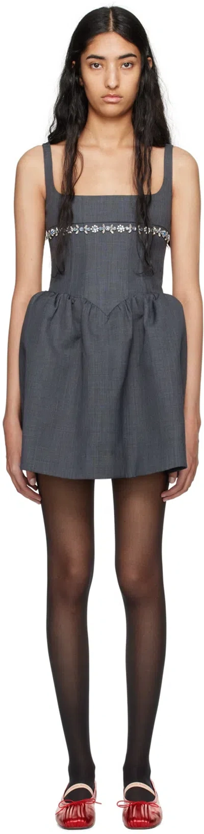 Shushu-tong Gray Puffy Minidress In Gr100 Grey