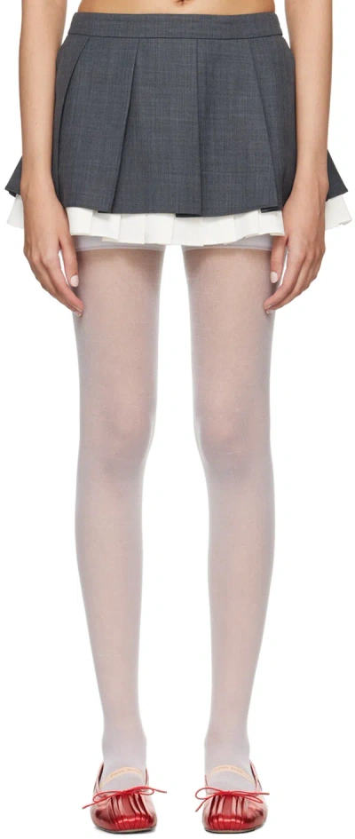 Shushu-tong Gray Ruffled Pleat Miniskirt In Gr100 Grey