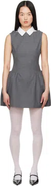 Shushu-tong Gray Shirtneck Patchwork Sleeveless Minidress In Gr100 Grey