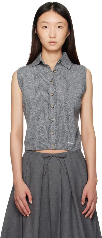 Shushu-tong グレー ノースリーブ カーディガン