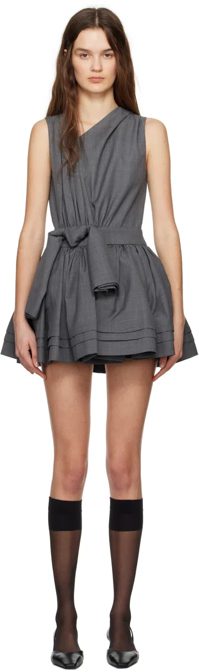 Shushu-tong Gray Tuck-edge Sloping Neckline Dress In Gr100 Grey