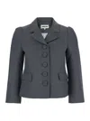 Shushu-tong Grey Jacket With Notched Revers And V Neck In Wool Blend Woman In Gray