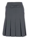 Shushu-tong Grey Pleated Skirt With Bow On The Front And Rear Concealed Zip Closure In Cotton Blend Woman In Gray