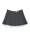 Shushu-tong Layered Pleated Cotton Poplin-trimmed Grain De Poudre Mini Skirt In Black