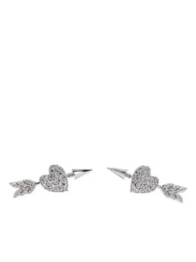 Shushu-tong Heart-motif Stud Earrings In Silver