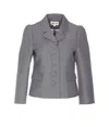 Shushu-tong Grey Jacket With Notched Revers And V Neck In Wool Blend Woman In Gray