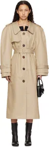 Shushu-tong Khaki Long Lapel Trench Coat In Kk100 Khaki