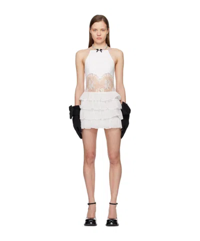 chinese dress ladies SHUSHU/TONG: Women's Lace Flare Sleeve Dress (White)