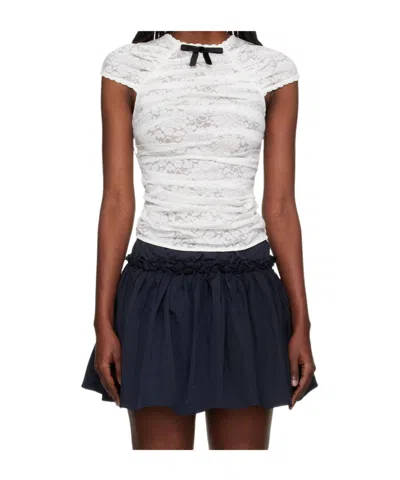 Shushu-tong Lace Gathered Top In White