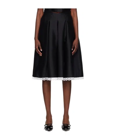 Shushu-tong Layered Midi Skirt In Ba100 Black