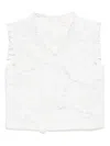 Shushu-tong Sleeveless Lace Bow Patchwork Top In White