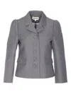 Shushu-tong Grey Jacket With Notched Revers And V Neck In Wool Blend Woman In Gray