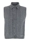 Shushu-tong Gray Spread Collar Cardigan In Grey