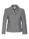 Shushu-tong Grey Jacket With Notched Revers And V Neck In Wool Blend Woman In Gray