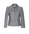 Shushu-tong Grey Jacket With Notched Revers And V Neck In Wool Blend Woman In Gray