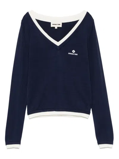 Shushu-tong Logo-embroidered Top In Blue