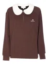 Shushu-tong Logo-embroidery Zip-collar Sweatshirt In Brown