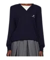 Shushu-tong Navy Shoulder Pad Knit Sweater In Navy Blue