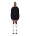 Shushu-tong Black Shirt-collar Loose Minidress In Black