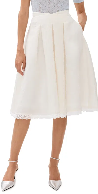 Shushu-tong Low Waist A-shape Skirt White