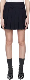 Shushu-tong Navy Belt-embellished Pleated Miniskirt In Na100 Navy Blue