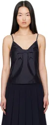 Shushu-tong Navy Bow Tie Sling Top In Na100 Navy Blue