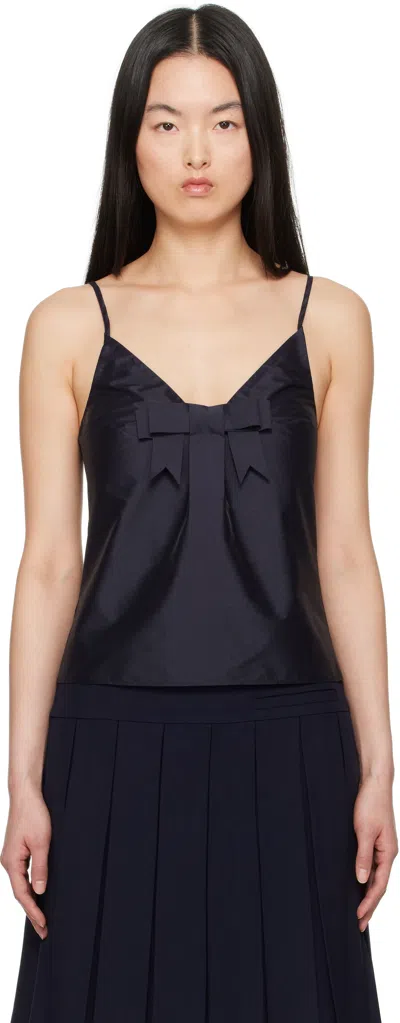 Shushu-tong Navy Bow Tie Sling Top In Na100 Navy Blue