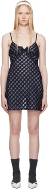 Shushu-tong Navy Cutout Bow Sling Minidress In Bu100 Blue