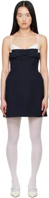 Shushu-tong Navy Double Bow Sling Minidress In Na100 Navy Blue