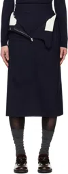 Shushu-tong Navy Double Layer Midi Skirt In Na100 Navy Blue