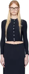 Shushu-tong Navy Elastic Fitted Cardigan In Na100 Navy Blue