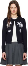 Shushu-tong Navy Knit Long Sleeve Cardigan In Na100 Navy Blue