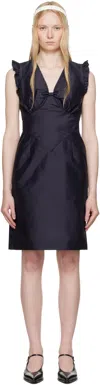 Shushu-tong Navy Lace Flare Sleeve Midi Dress In Na100 Navy Blue