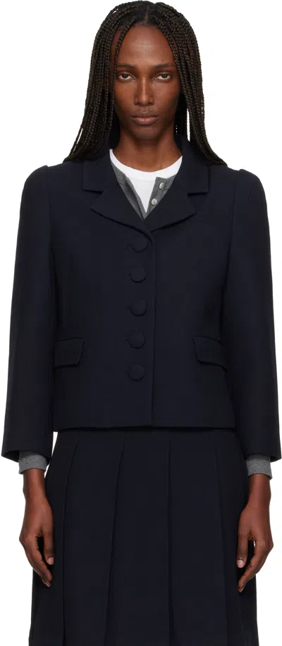 Shushu-tong Navy Lapel Short Blazer